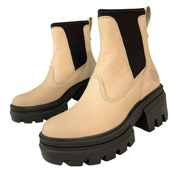 New Timberland Everleigh Chelsea Beige Chunky Sole Chelsea Boots Size 7.5 - Picture 4 of 8